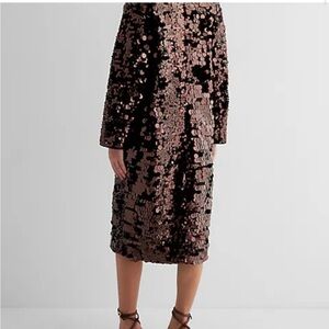 EXPRESS BROWN SEQUIN WOOL COAT! brand new size XS